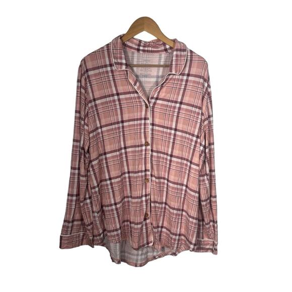 Posh Peanut Button Down Plaid Sleep Shirt Size 2X - Picture 2 of 8